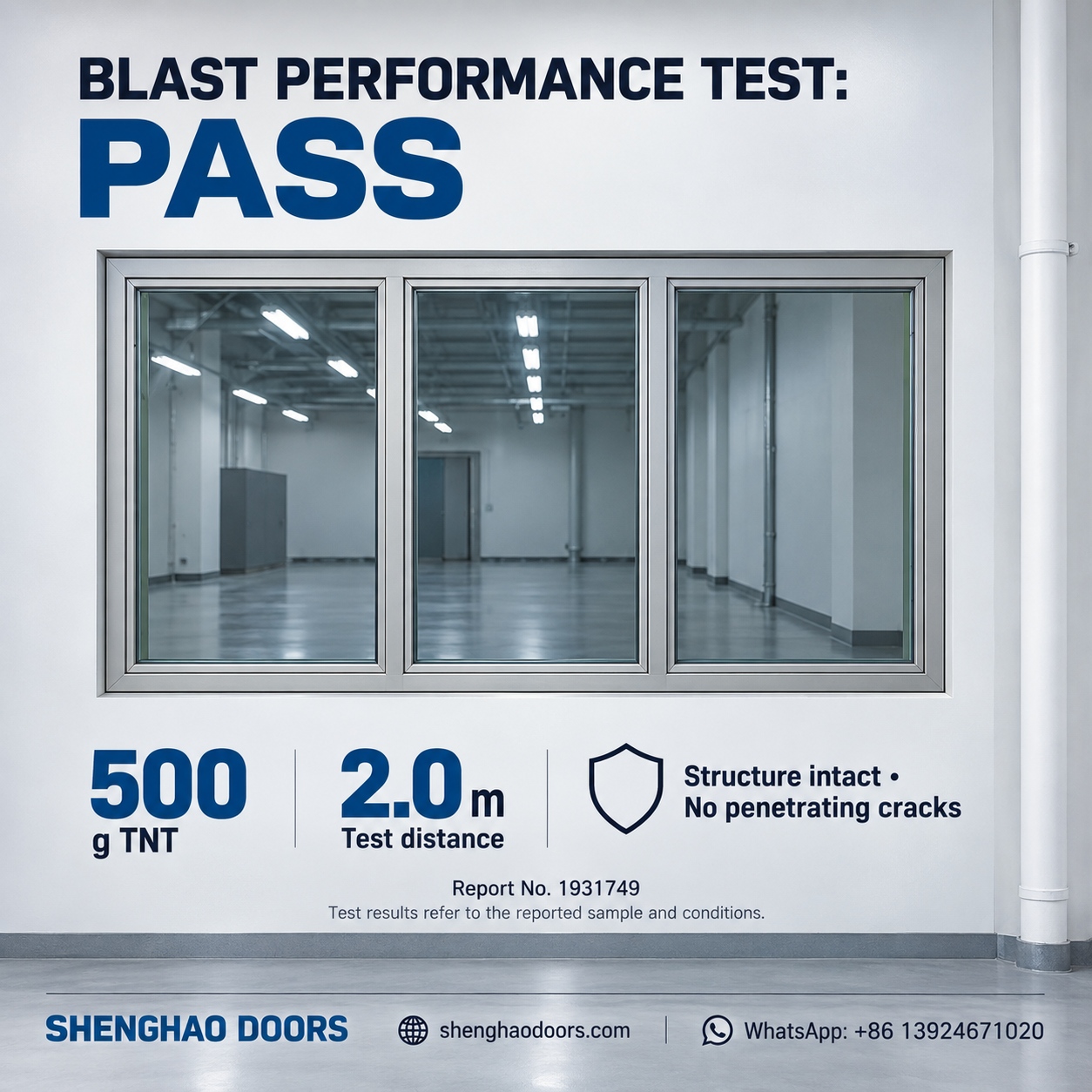 Steel blast window test configuration